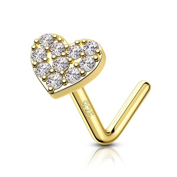 COCHARM 14K Gold Plated 925 Sterling Silver Nose Ring Stud