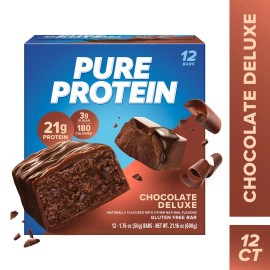 Unbranded Pure Protein Bar, Chocolate Deluxe, 21g Protein, Gluten Free, 1.76 oz, 12 Ct