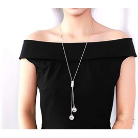 Cathercing Flower Rhinestone Pendant Long Necklace for Women Sweater Chain Statement Necklace Choker Adjustable Elegant Jewelry Accessories Dressy Collocation Winter Evening Party Wedding