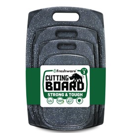 Freshware Plastic Cutting Boards for Kitchen, Cutting Board Set of 3, Juice Grooves with Easy Grip Handle, BPA-Free, Dishwasher Safe, Black Marble