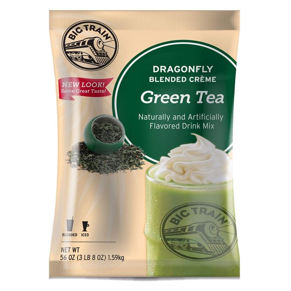 Big Train Dragonfly Blended Crème Frappe Mix, Green Tea, 3.5 Pound (Packaging May Vary)