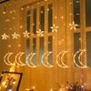 LED Ramadan Star Moon Light,Curtain String Light,115 LED Hanging Window