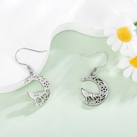 ONEFINITY Wolf Earrings 925 Sterling Silver Celtic Knot Earrings Celtic Knot Wolf Earrings Wolf Jewellery Gifts for Women, No Gemstone