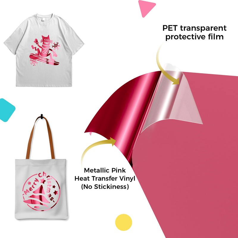 Likcut Metallic Pink Heat Transfer Vinyl HTV, 12" x 6ft