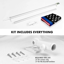 UD_G128 Combo Pack: 6 Feet Tangle Free Spinning Flagpole (Silver) Blue lives matter Flag 3x5 ft Printed 150D Brass Grommets (Fla
