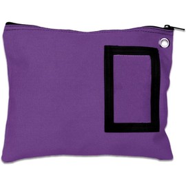 BankSupplies Canvas Interoffice Mailer | 12” W x 9” H | Large Storage Bag | Purple | Grommet for Padlock & Zip Tie | 5” W x 3” H Framed Cardholder | Zipper Closure | Bank Bag