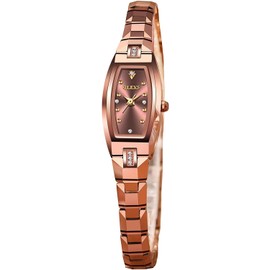 OUPINKE Women's Watch Elegant Diamond Watch Slim Design Tungsten Steel Band, Rose Gold, Bracelet
