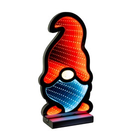 Star-Max LED Christmas Gnome with Infinity Effect, Christmas Decoration for Indoor Use, Illuminated on Both Sides, Includes Timer Function, 3 m Cable and Stand, 73 LEDs, 16 x 7 x 30 cm