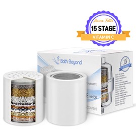 Bath Beyond 15-Stage Shower Filter Replacement Cartridge (Pack of 2) Shower Filter w/Vitamin C for Hard Water - Shower Water Filter Removes Chlorine Fluoride/Improves Condition of Your Skin, Hair