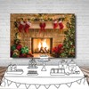 LYWYGG 10x8FT Christmas Backdrop Christmas Fireplace Backdrop Christmas Trees Backdrop