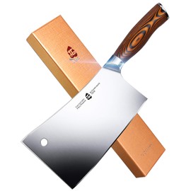 TUO Meat Cleaver - Heavy Duty Meat Chopper - High Carbon German Stainless Steel Butcher Knife - Pakkawood Handle Kitchen Chopping Knife - Gift Box - 7 - Fiery Phoenix Series