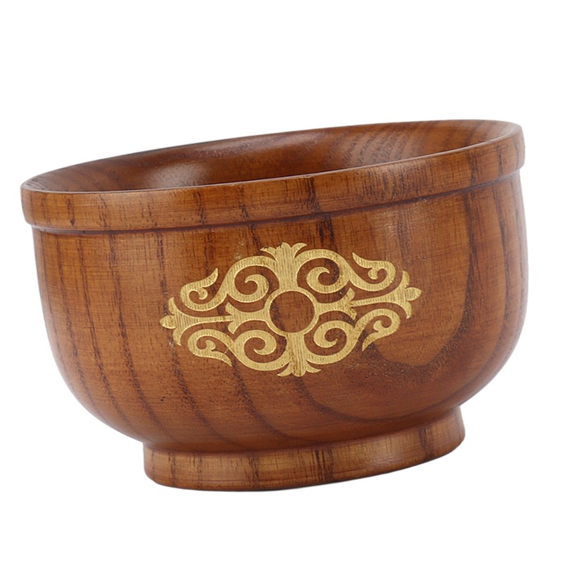Wooden Rice Bowl Jujube Wood Anti Scald Exquisite Elegant Round