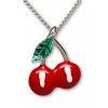Real Metal Retro Cherry Necklace Classic Vintage Pewter Pendant Fashion