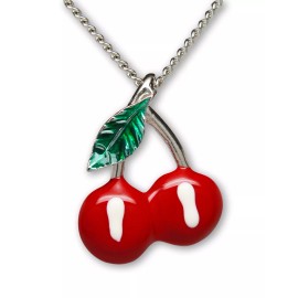 Real Metal Retro Cherry Necklace Classic Vintage Pewter Pendant Fashion Jewelry NK-450
