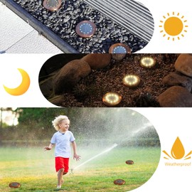 JKIMK Solar Ground Lights Outdoor Waterproof Flat Garden Solar Disk Lights Floor 12 LED 12 Pack for Garden Patio Pathway Landscape Driveway Yard Path Decor