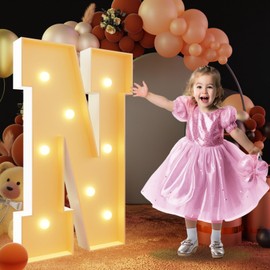 imprsv 3FT Block Marquee Letters, Marquee Light Up Letters for Birthday Baby Shower Party Backdrop Decor, Large Light Up Letters for Wedding Decorations Engagement Party Decorations, Letter N