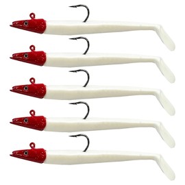 Soft Fishing Lures, 5Pack Soft Plastic Lures, Jig Head Soft Fishing Lures, Paddle Tail Swimbaits Lures, Jerk Bait Lures, Fishing Lures For Bass Trout Redfish Saltwater Freshwater (E)