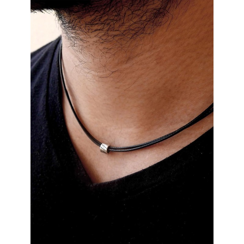 FaithHeart Leather Cord Necklace, 26 Inch 2MM Black Braided Wax