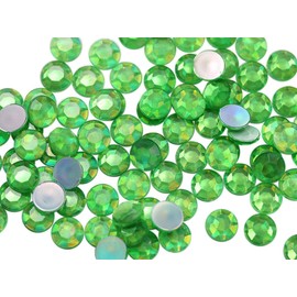 Allstarco 1000 x 7mm Green Peridot AB Flat Back Acrylic Rhinestone Gems SS34