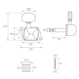 Banworks 6-In-Line Guitar Tuning Pegs Keys 16:1 Ratio Semi-Closed Guitar String Tuning Keys Machines with 45 Degree Fixing Tag for Super Strat ST Tele Electric Guitar Pack of 6 JT/JXQ-02 Black