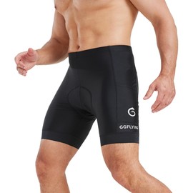 GGFLYING Men's Cycling Shorts 6D Padded Cycling Shorts Breathable Quick Drying High Elasticity, black, XXL