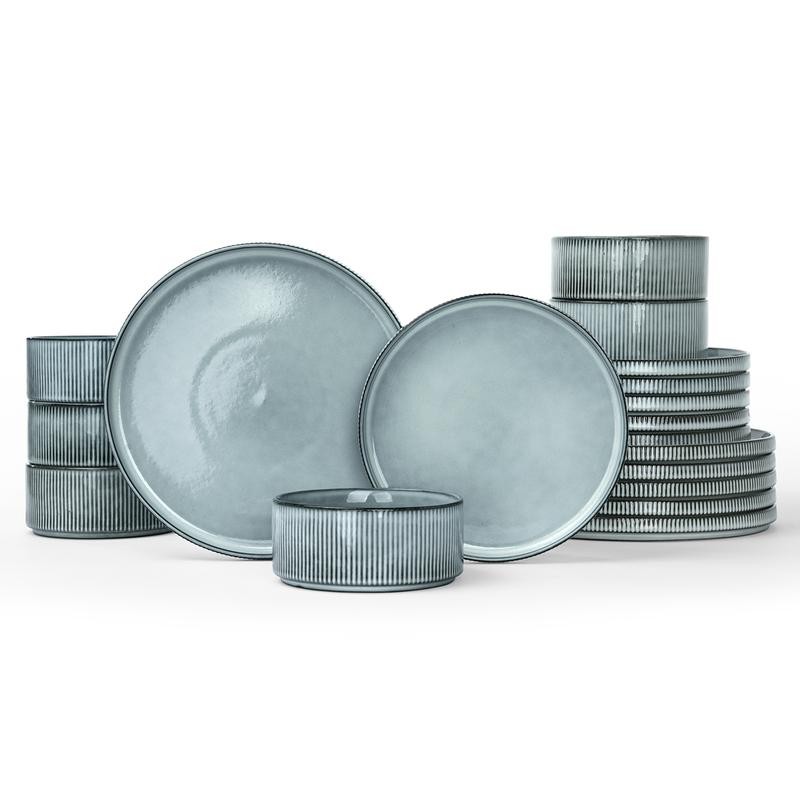 Famiware Star Dinnerware Set for 6, Stoneware Plates and Bowls