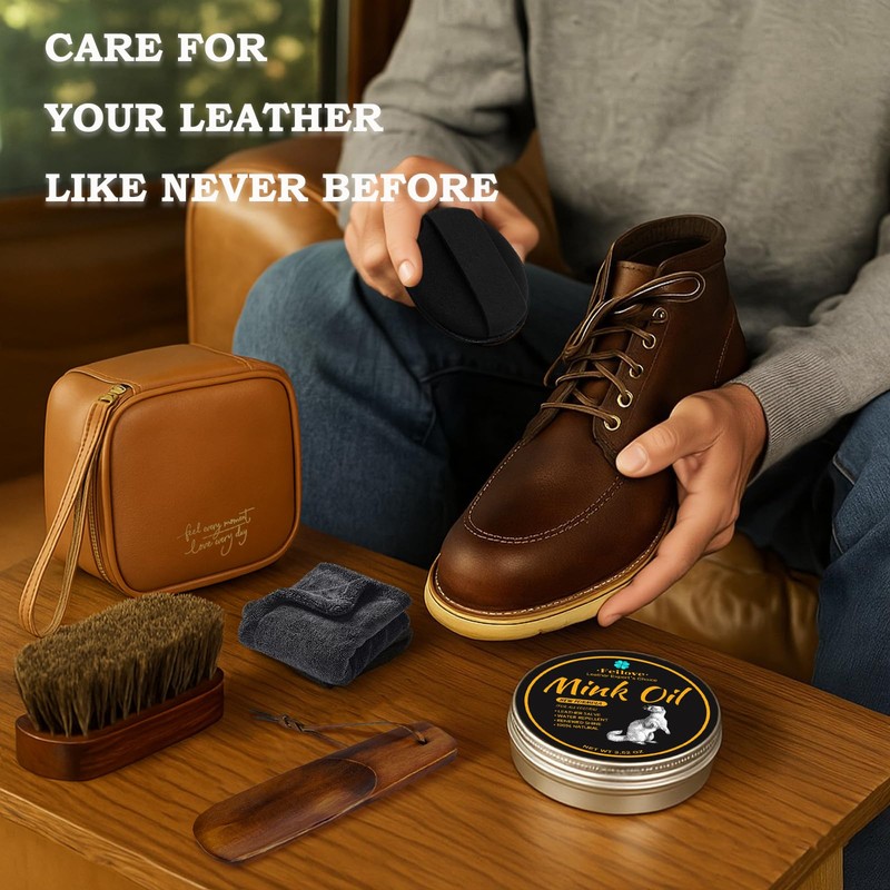 Feilove 6-in-1 Mink Oil Leather Conditioner and Cleaner Kit 3.52