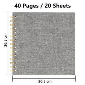 Hiwhy 20.5x20.5 cm Scrapbook DIY Photo Album Linen Cover Hardcover White Pages 20 Sheets Small Scrap Memory Book Grey