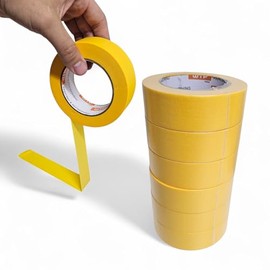 MTE36-6 Automotive Industry Masking Tape for Painting and Refinishing, Yellow Color, 1 1/2" Width, 55 Yards Length, Pack of 6 - High Temperature Resistant - No Residue