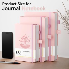 NORDUN A4 Lined Notebook Journal,Large Hardcover Journal 366 Pages,100gsm Thick Lined Paper Notepad for Writing,No bleed Paper,Leather Notebook for Men Women School Office Home-Pink