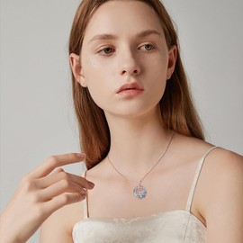 TOUPOP Evil Eye Necklace with Tree of Life Purple Crystal Pendant Necklace Rose Gold Plated Sterling Silver Protection Jewelry Amulet Mothers Day Gifts for Women Mom Wife Her