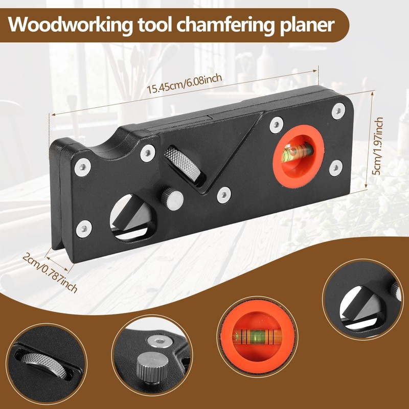 Chamfer Plane Adjustable Woodworking Hand Planer with 6 Cutter Head