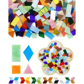FIVEIZERO 260g Glass Mosaic Tiles for Crafts - 300 Pieces Tiny Mosaic Tile Kit, Irregular Pieces for DIY Craft Jewelry, Coaster Art & Mosaic Kits (Mixed-Color)
