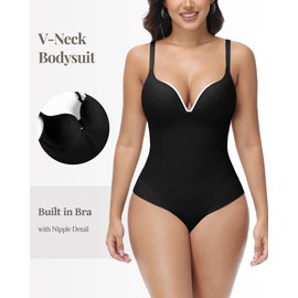 SHAPESHE Backless Bodysuit Corset Strapless Shapewear Womens Body Shaper Faja Postpartum Bodysuit V Neck Bra Body Suits Waist Trainer