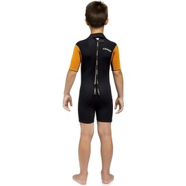 Cressi Unisex Youth Med X Jr Wetsuit 2.5 mm Shorty Wetsuit, Ideal for Snorkelling and Temperate Water Diving, Kids, Black/Orange/Light Grey, XL (Years 14/15)