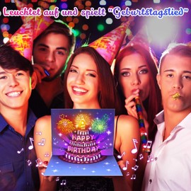 FITMITE Happy Birthday Geburtstagskarte Pop Up Kuchen Geburtstagskarten mit Musik und Licht 3D Feuerwerk Karte Geburtstag Geschenke für Frau Männer Freundin