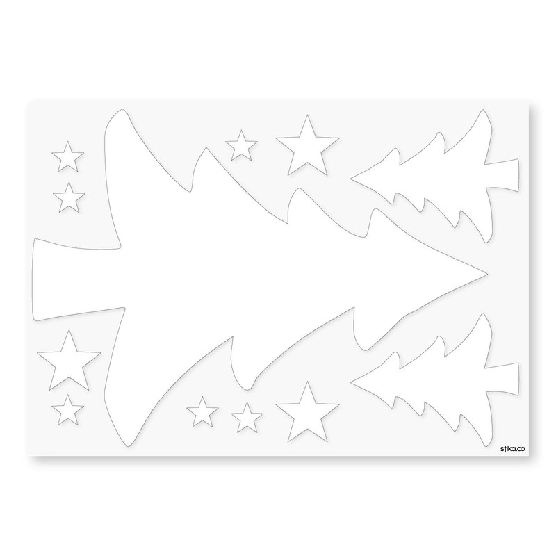 Large Pack Christmas Houses Trees Silhouettes, Window dressing Sticker, Spread