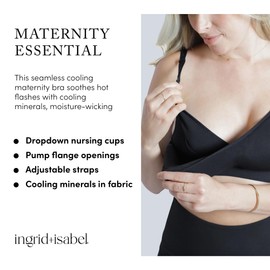 Ingrid & Isabel Cooling Nursing + Pumping Bra, Bulk-Free Breastfeeding Support Black