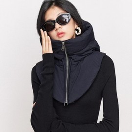 Padded Balaclava Shawl Style Integrated Winter Warm Down Hat (lf3603, One Size/Basic) Black Hat 3ea