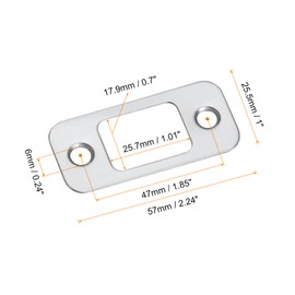 sourcing map 4Pcs Door Strike Plate, 57mm x 25.5mm Stainless Steel Latch Deadbolt Replacement Lock Strike Plates for Door Frame Door Jamb Reinforcement, Silver