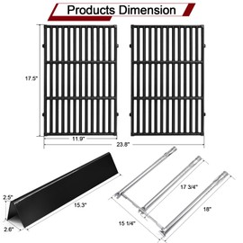 Hiorucet 7638 Cast Iron Grates 7636 Flavorizer Bars 69787 Grill Burners for Weber Spirit I & II 300 Series with Front Mount Controls E310 E320 E330 S310 S320 S330 SP310 SP320 SP330 GS4
