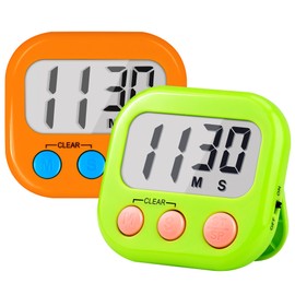 Timer for Kids Teachers Digital Kitchen Timers for Cooking Large Magnetic Classroom Timer 2Pack-Orange Green