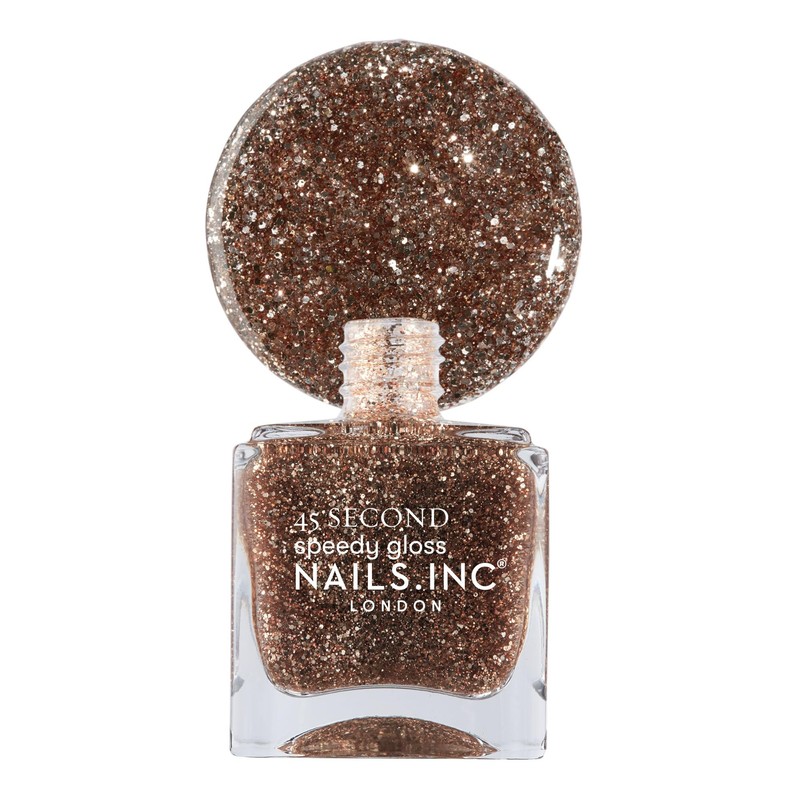 Nails Inc 45 Second Speedy Gloss, Gigi, Gold Glitter, Metallic