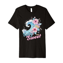 Salty but Sweet Wave Hibiscus Floral Tropical Surf Aesthetic Premium T-Shirt