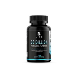 80 Billones de Probióticos | 120 Cáps 11 diferentes Cepas. Cápsulas Veganas para 4 meses. Ingredientes naturales. 80 Billion Probiotics Platinum. B Life