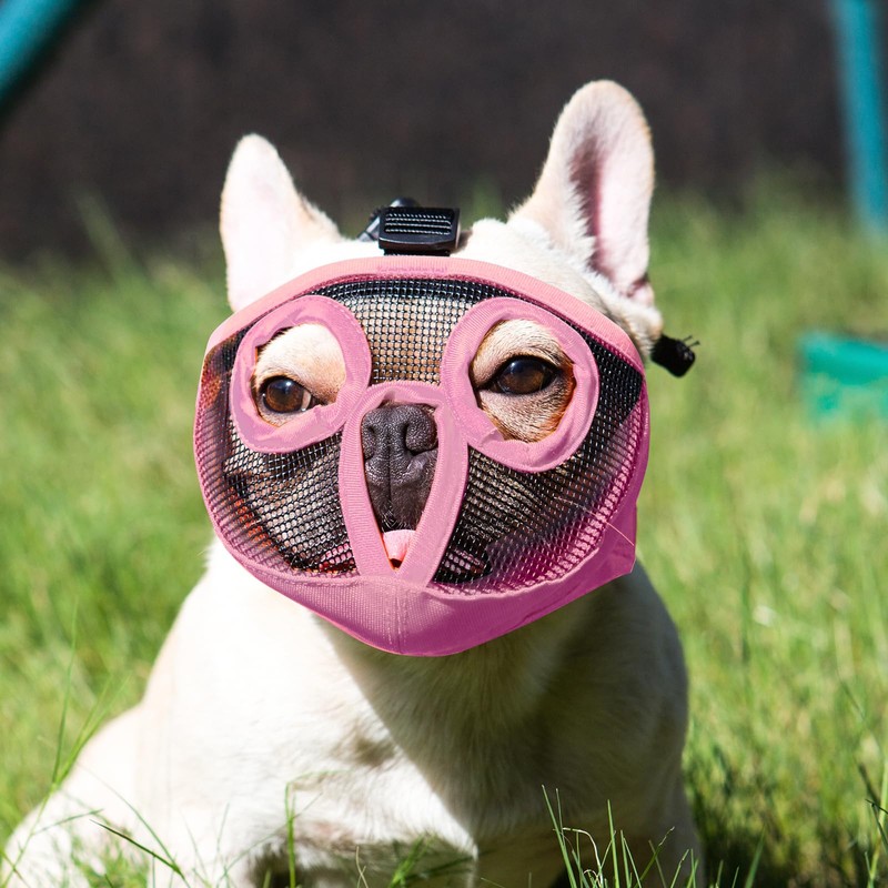 JYHY Short Snout Dog Muzzles- Adjustable Breathable Mesh Bulldog Muzzle