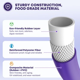 Kohree 50FT RV Water Hose with Storage Bag, 5/8'' Premium Drinking Water Hose, Leak-free, No Odor, Anti-Kink and Flexible Garden Hose for RV, Camper, Truck, Car - Purple