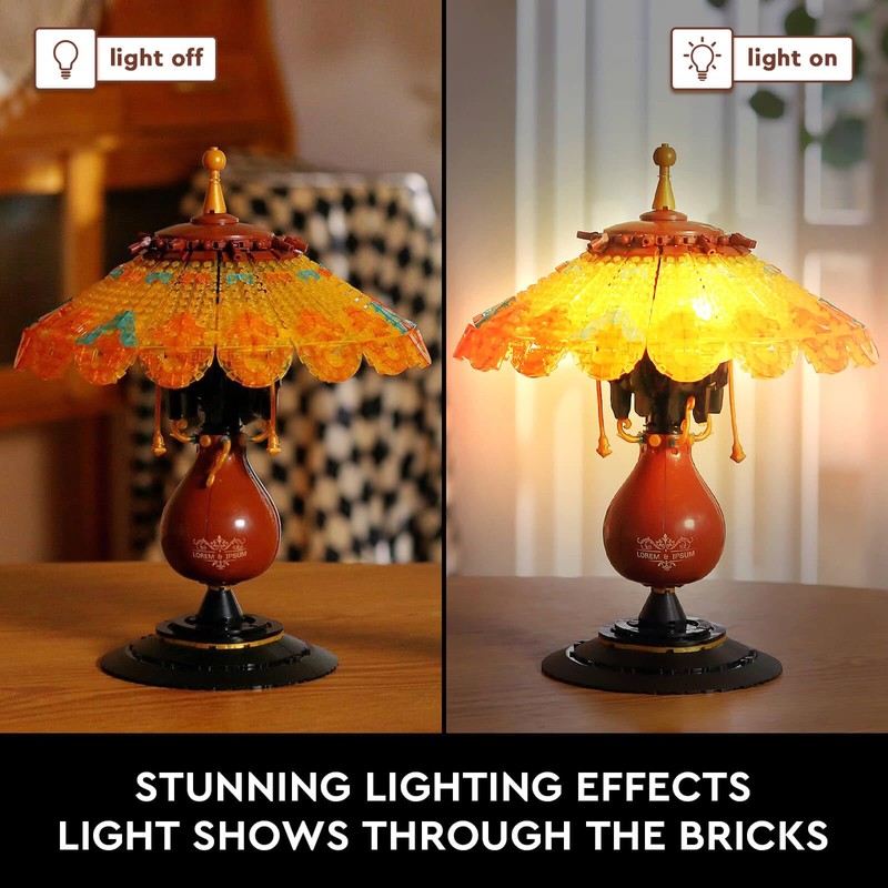 Vziimo Ideas Table Lamp Mini Building Block Set, Creative Retro-Style