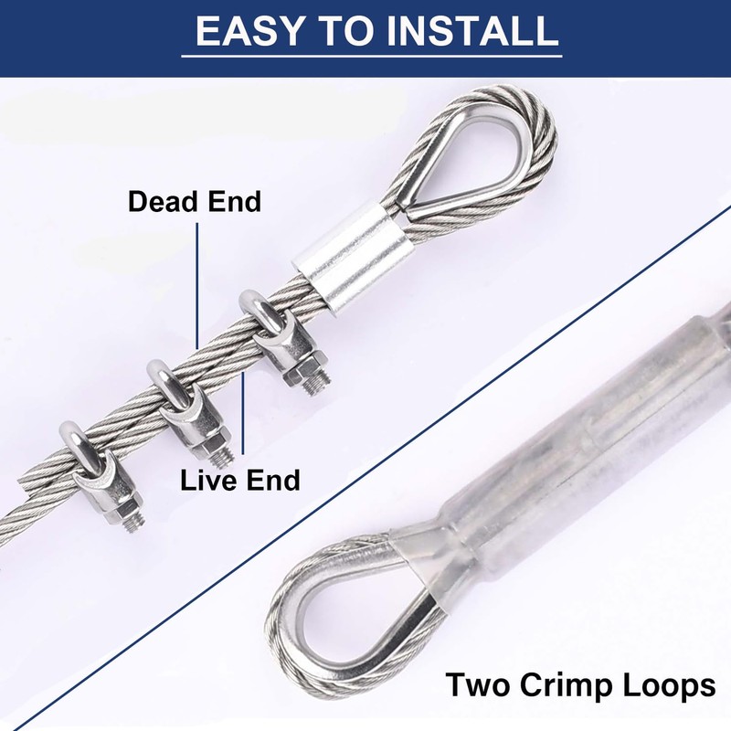 hannger 3/16 Stainless Steel Cable, 150ft Wire Rope, 7X 19