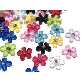 100 Pcs Deco Parts Flower 10mm Bling Rhinestone Nail Flower (MIX)
